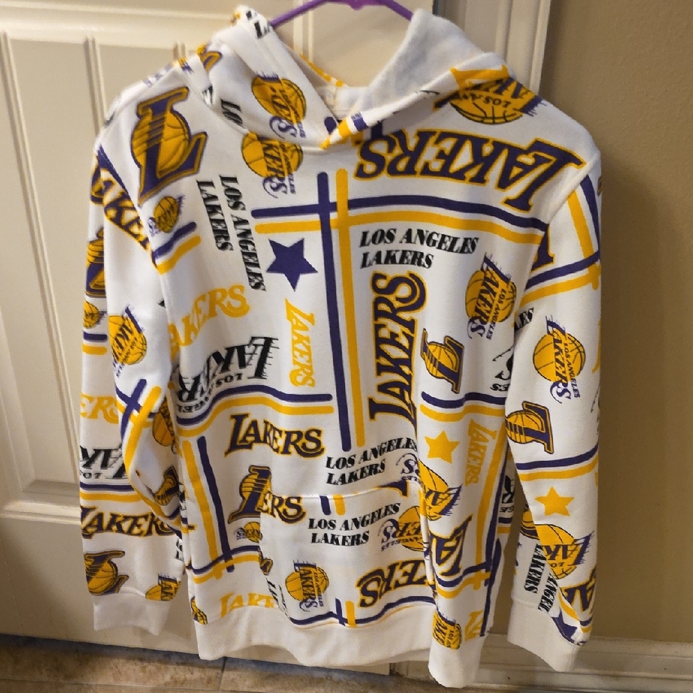Los Angeles Lakers All-Over Print Hoodie - White, Purple & Gold